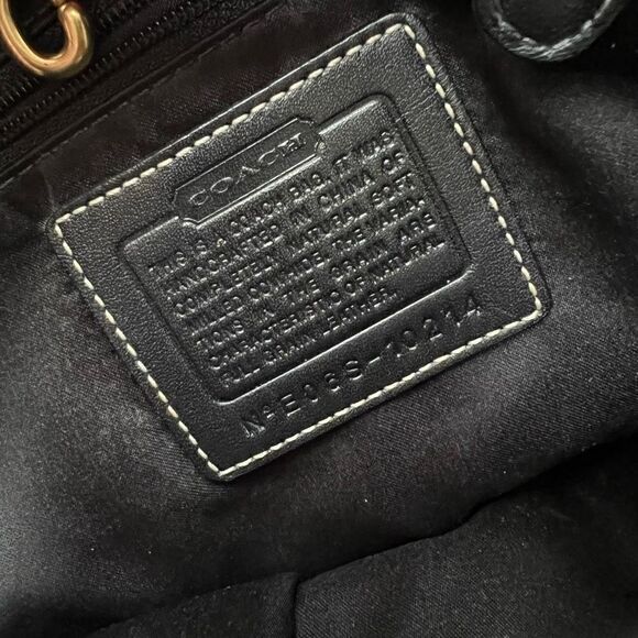 Vintage Coach Bag Y2K Black Leather Gold Hardware Top Handle Handbag Purse - Picture 7 of 11